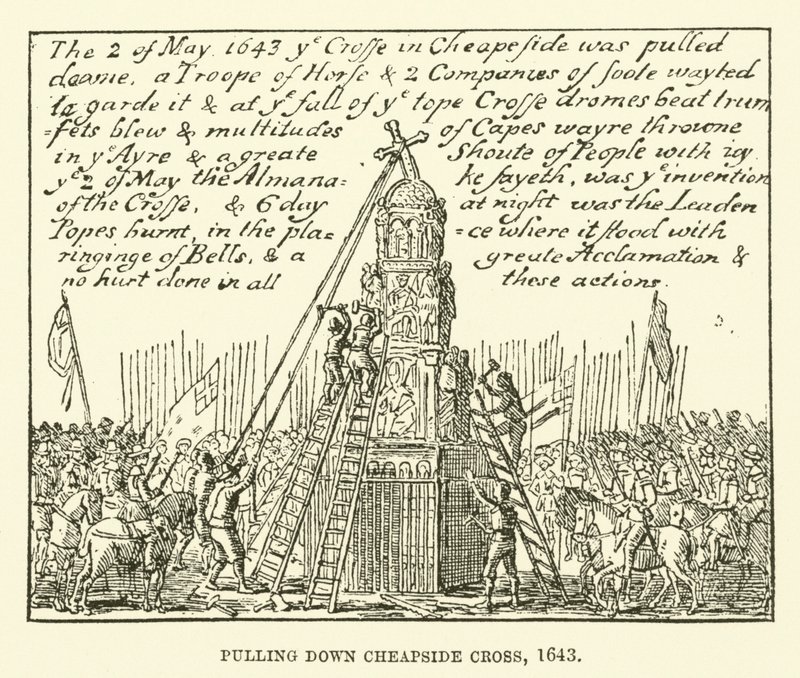 A Cheapside Cross lebontása, 1643 alkotó: English School