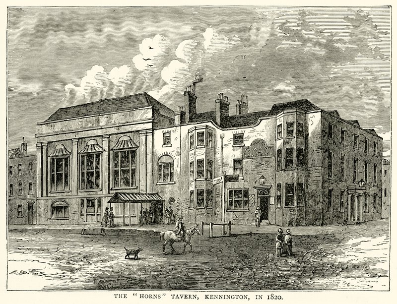 A Horns Tavern, Kennington, 1820-ban alkotó: English School