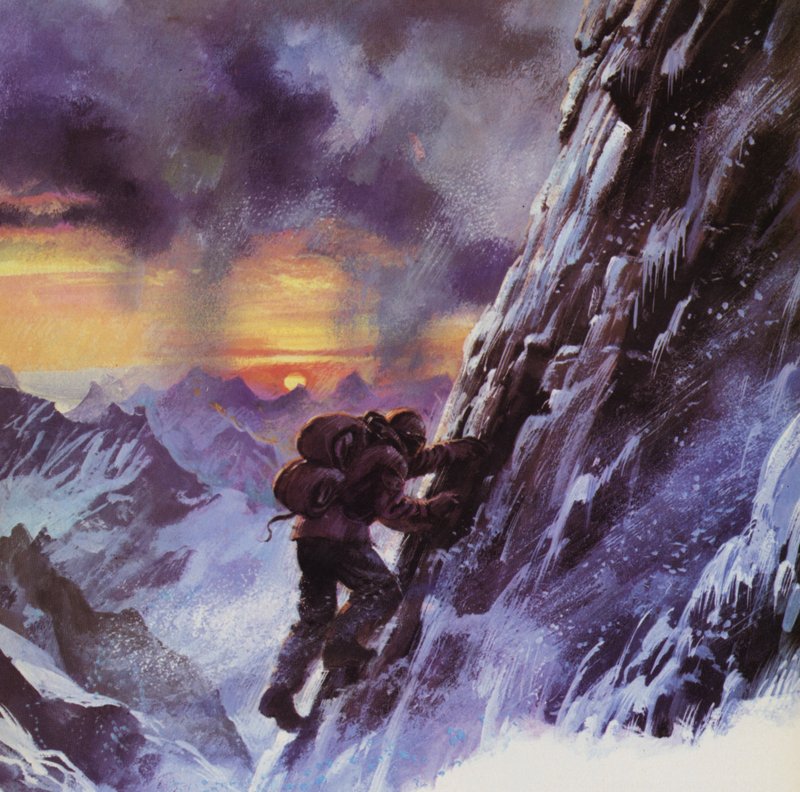 Walter Bonatti a Matterhorn csúcsa felé biceg felfelé alkotó: English School