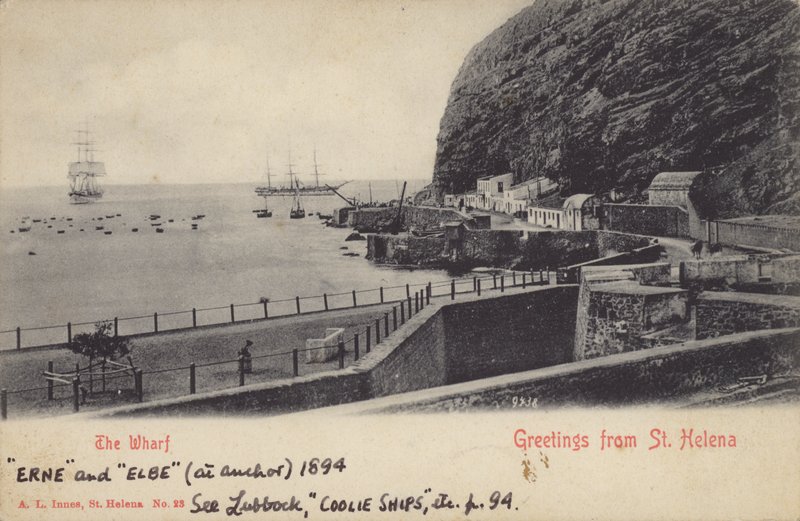 Coolie hajók Erne és Elbe, St Helena alkotó: English Photographer