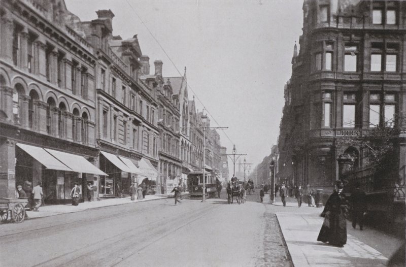 Newcastle, Grainger Street, Nyugat (f/w fotó) alkotó: English Photographer