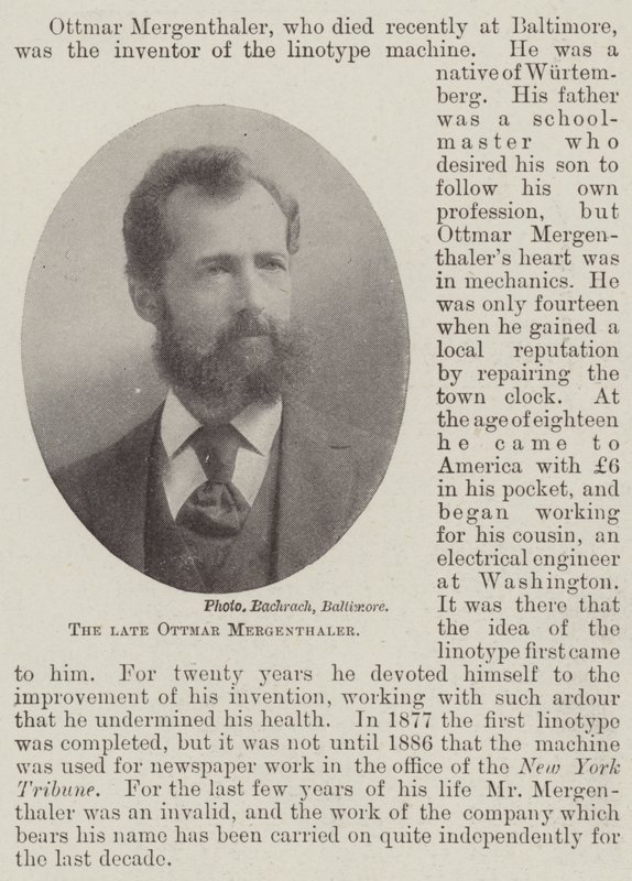A néhai Ottmar Mergenthaler alkotó: English Photographer