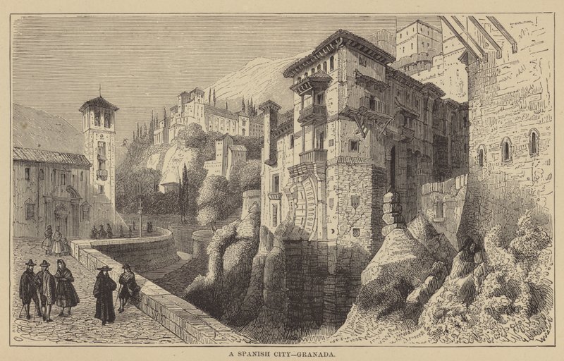 Egy spanyol város, Granada (metszet) alkotó: English School