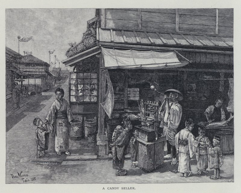 Egy édességárus (litho) alkotó: English School