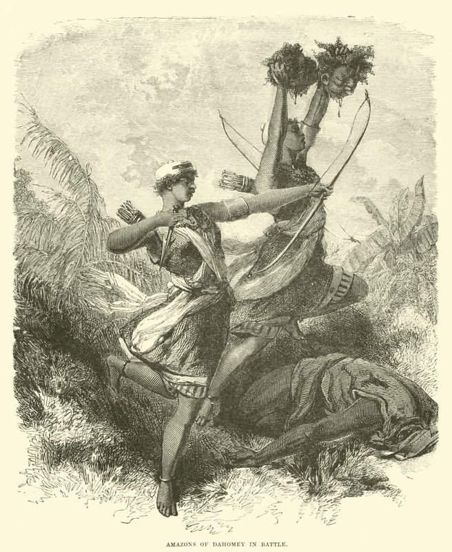 Dahomey amazonjai a csatában alkotó: English School