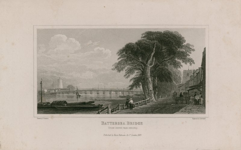 Battersea Bridge, a Cheyne Walk Chelsea-től alkotó: English School