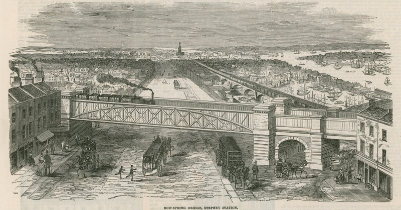 Bow Spring Bridge, Stepney állomás, London alkotó: English School