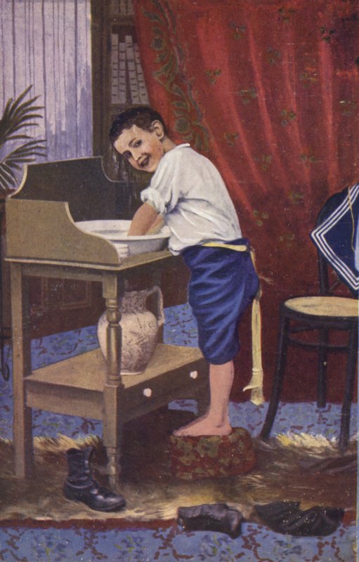 Fiúmosás (színes litho) alkotó: English School