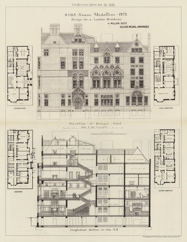 Londoni rezidencia tervezése (metszet) alkotó: English School
