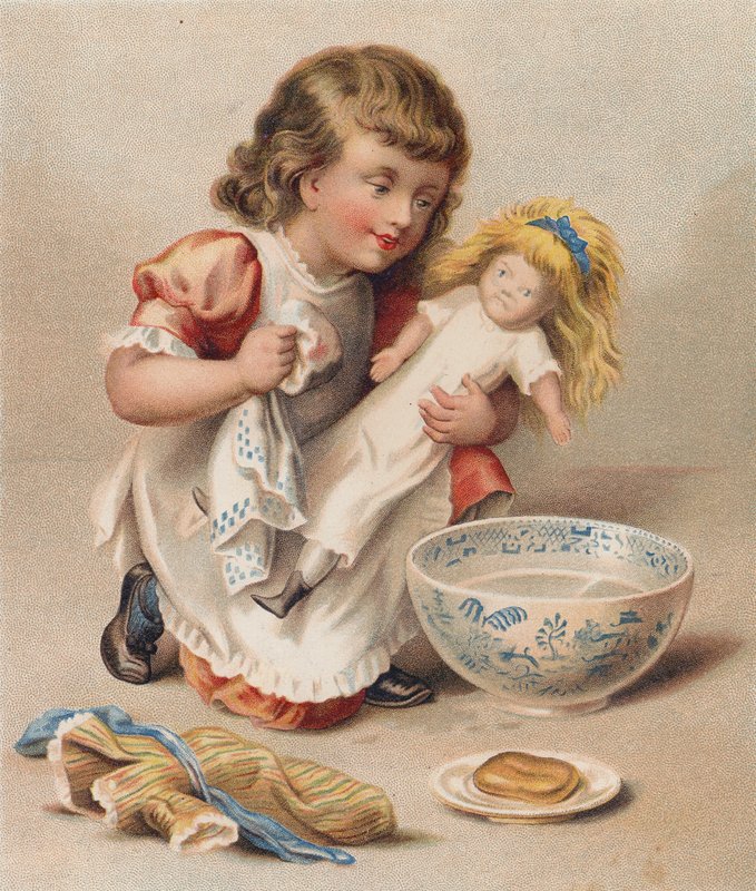 Dolly fürdője (chromolitho) alkotó: English School