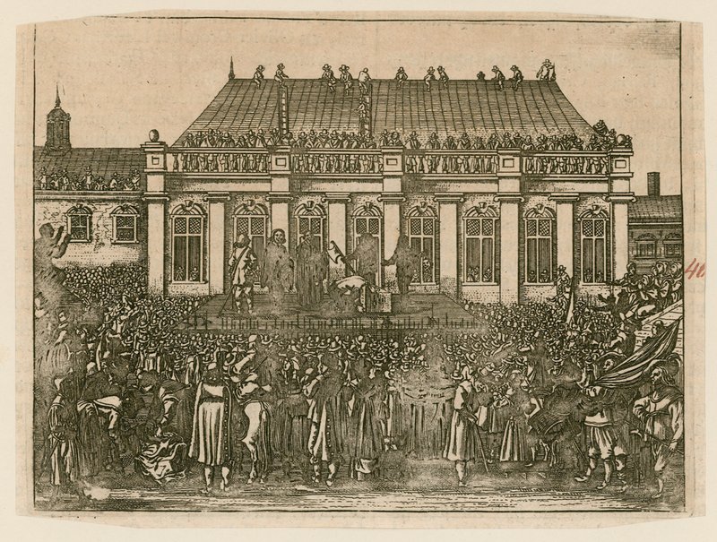 I. Károly király kivégzése Whitehallban alkotó: English School