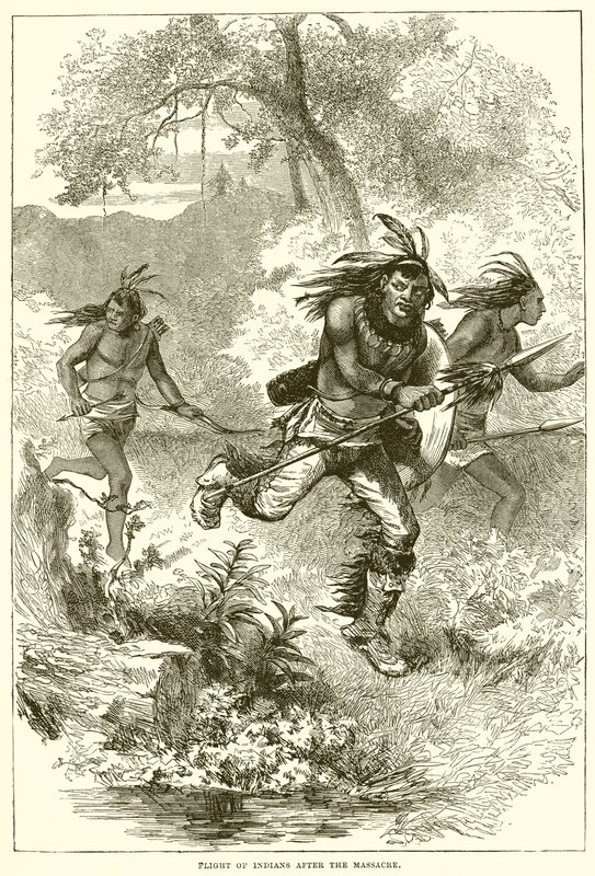 Indiánok repülése a mészárlás után alkotó: English School