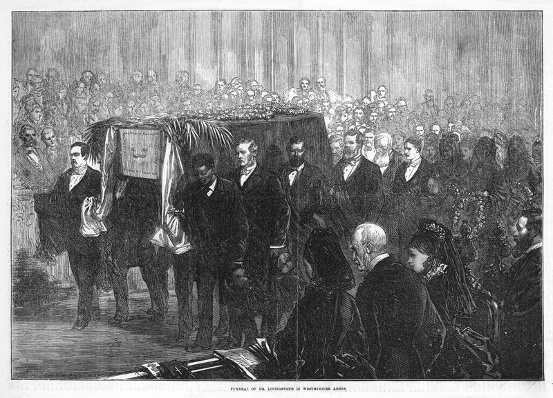 Dr. Livingstone temetése a Westminster Abbeyben alkotó: English School