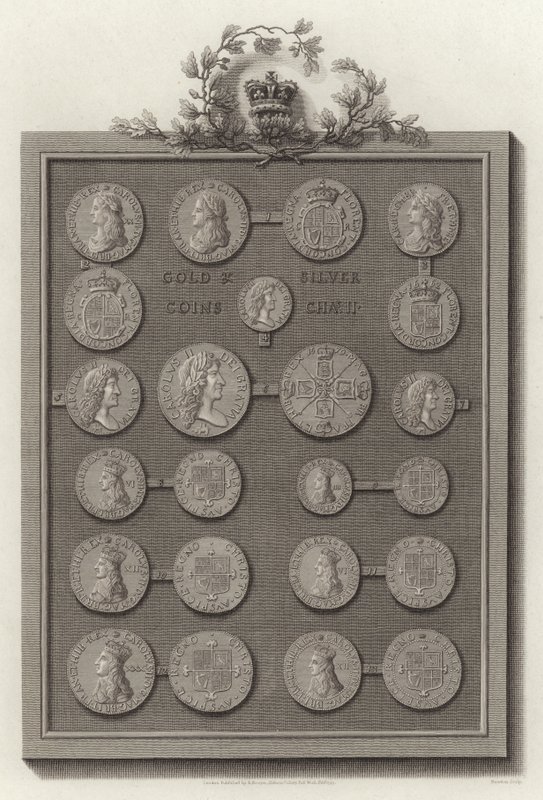 Arany és ezüst érmék, Chas II alkotó: English School