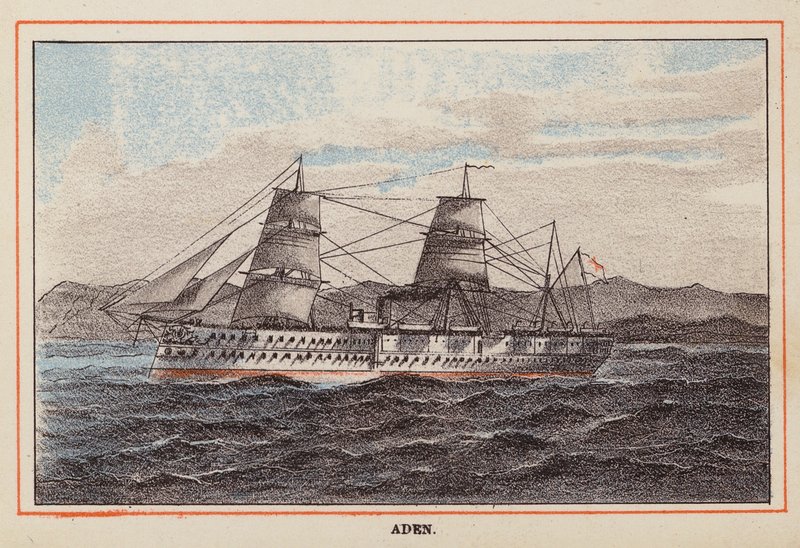 HM indiai csapatszállító hajó: Adem (színes metszet) alkotó: English School