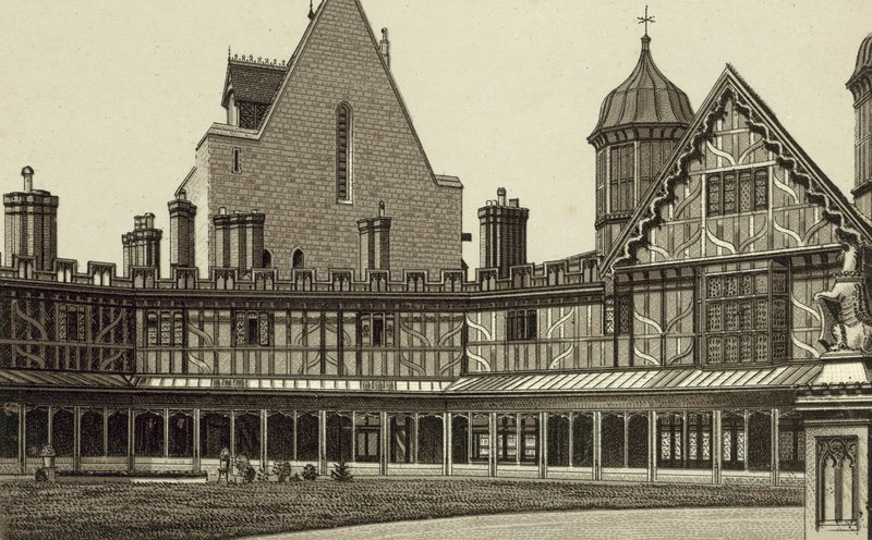 Horseshoe Cloisters, Windsor Castle (litográfia) alkotó: English School