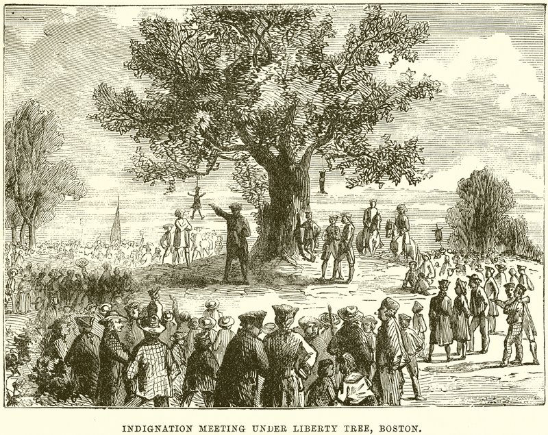 Felháborodási találkozó a Liberty Tree alatt, Boston alkotó: English School