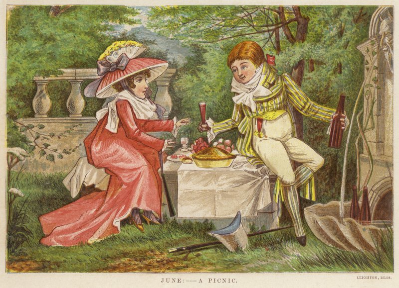 Június: piknik (színes litho) alkotó: English School