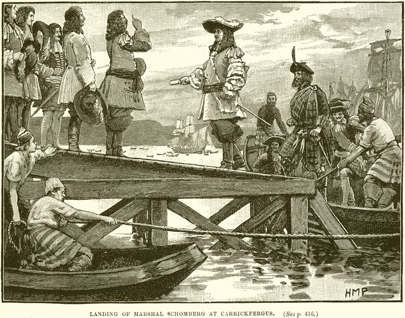 Schomberg marsall partraszállása Carrickfergusban alkotó: English School