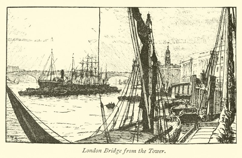 London Bridge a Towerből alkotó: English School