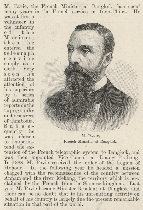 M Pavie, francia miniszter Bangkokban (metszet) alkotó: English School