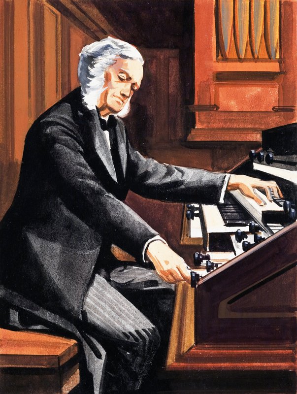 Férfi orgonán játszik alkotó: English School