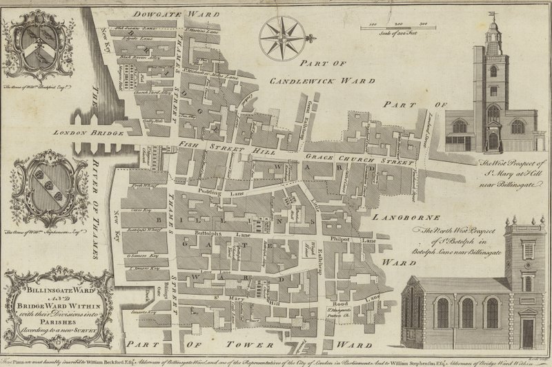 A londoni Billingsgate és Bridge wards térképe alkotó: English School