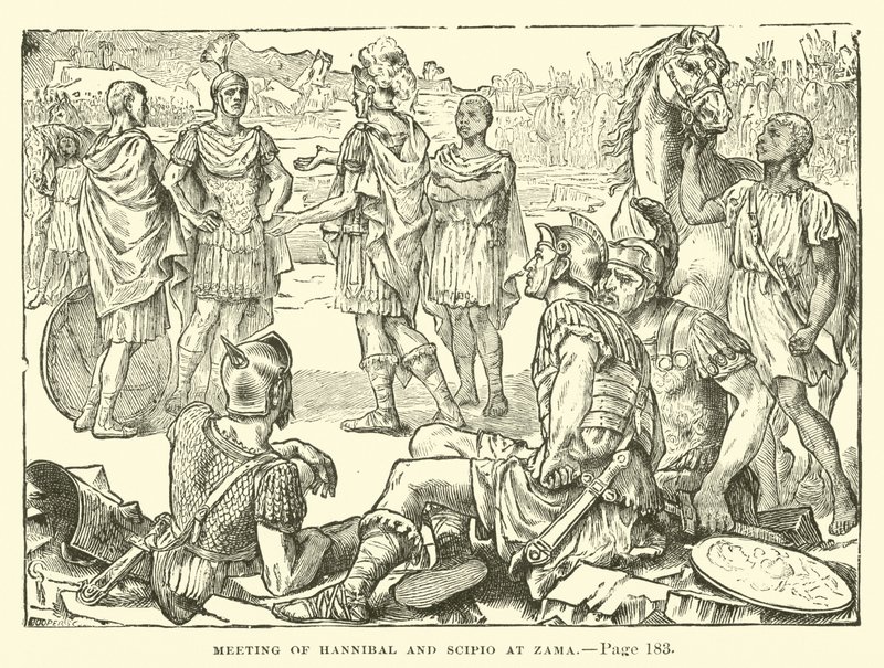 Hannibál és Scipio találkozása Zamában alkotó: English School