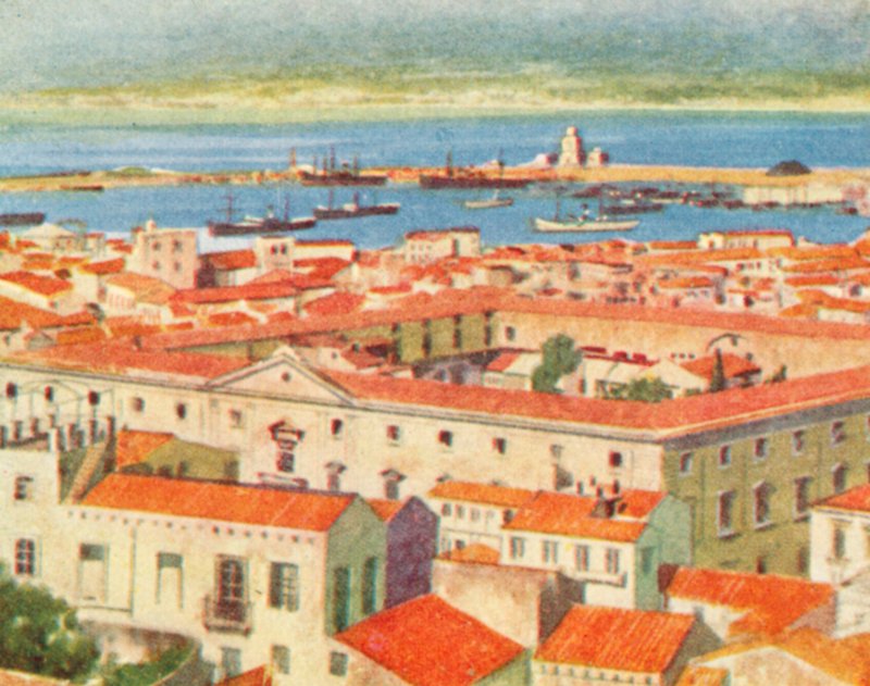 Messina, a város és a szoros (színes litográfia) alkotó: English School