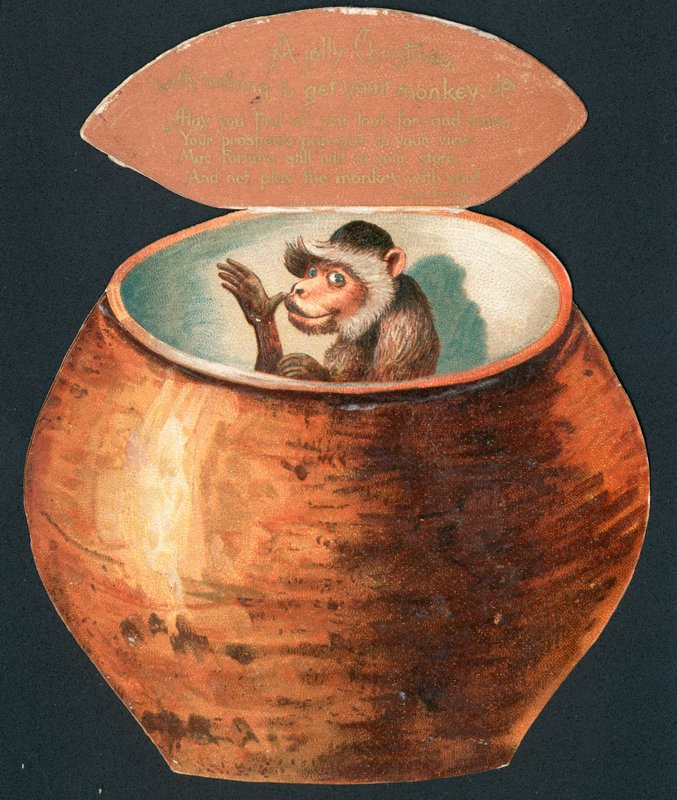 Monkey in Pot, karácsonyi kártya alkotó: English School