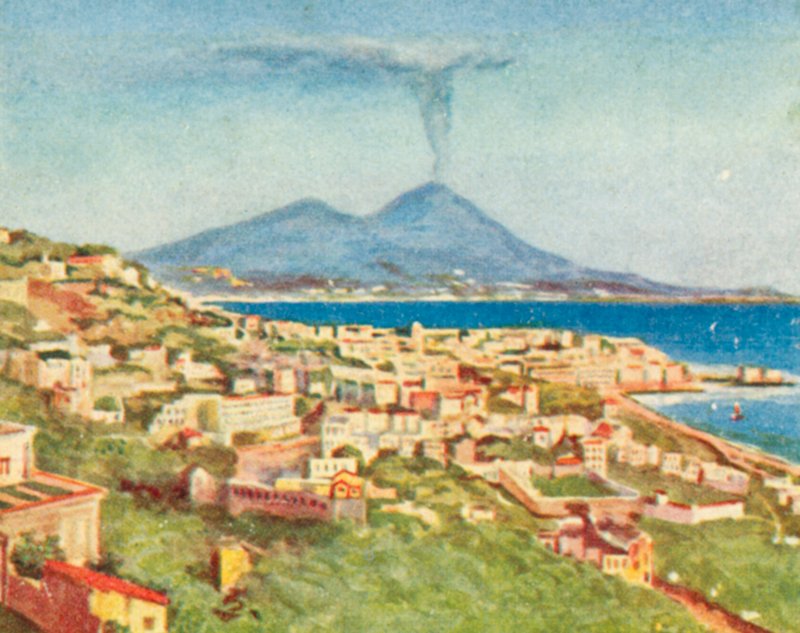 Nápoly, a város és az öböl (színes litográfia) alkotó: English School