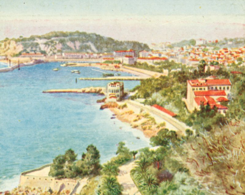 Nizza és Baie des Anges (színes litográfia) alkotó: English School