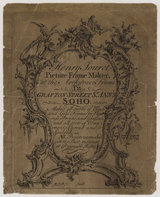 Képkeret készítő, Henry Jouret, kereskedelmi kártya alkotó: English School