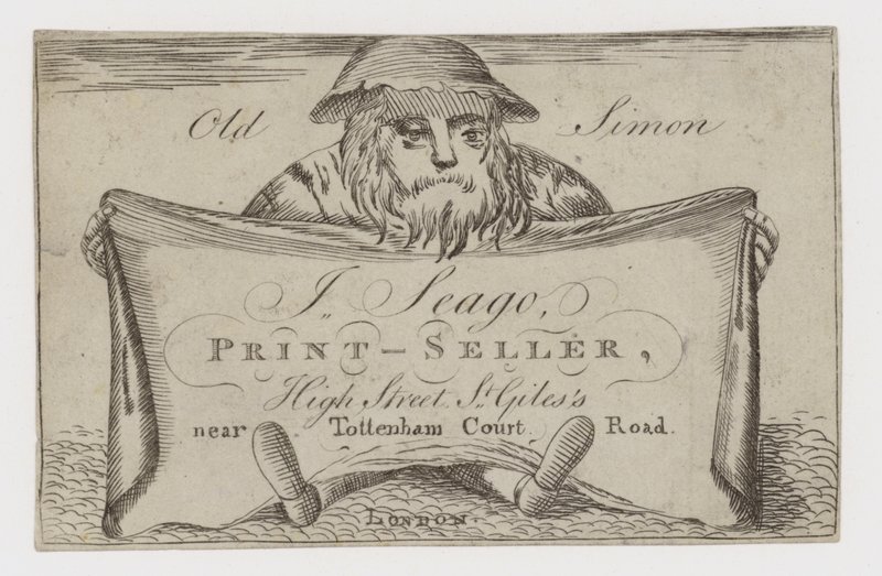 Printseller, J Seago, kereskedelmi kártya alkotó: English School