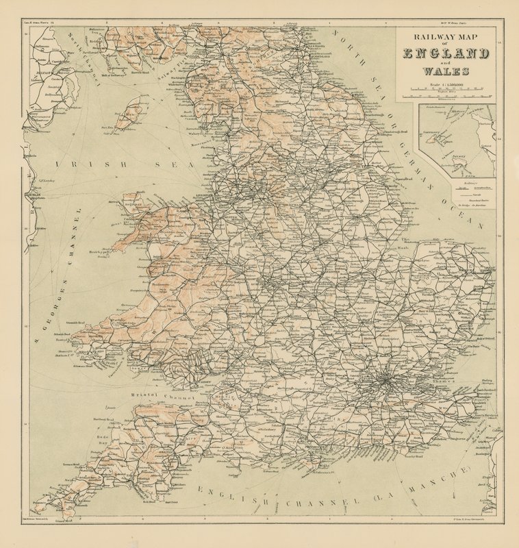 Anglia és Wales vasúti térképe alkotó: English School