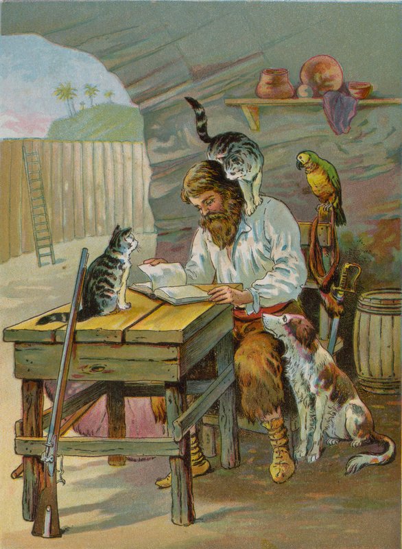 Robinson Crusoe otthon a kastélyban alkotó: English School