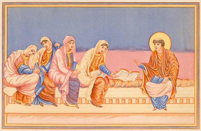 Szent Jeromos felolvas Eusachiának és Paulának alkotó: English School