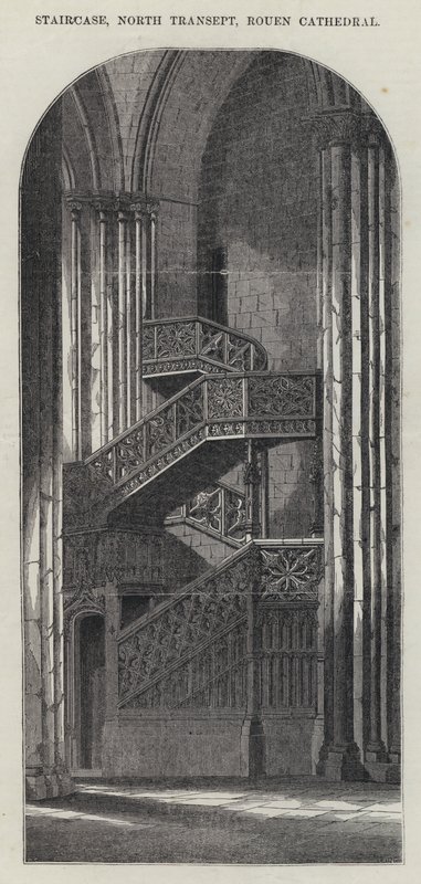 Lépcsőház, északi kereszthajó, roueni katedrális (metszet) alkotó: English School