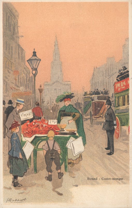 Strand, London, költségárusító alkotó: English School