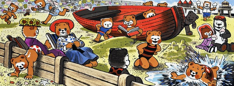 Teddy mackók a tengerparton alkotó: English School