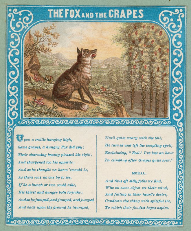 A róka és a szőlő (színes litográfia) alkotó: English School