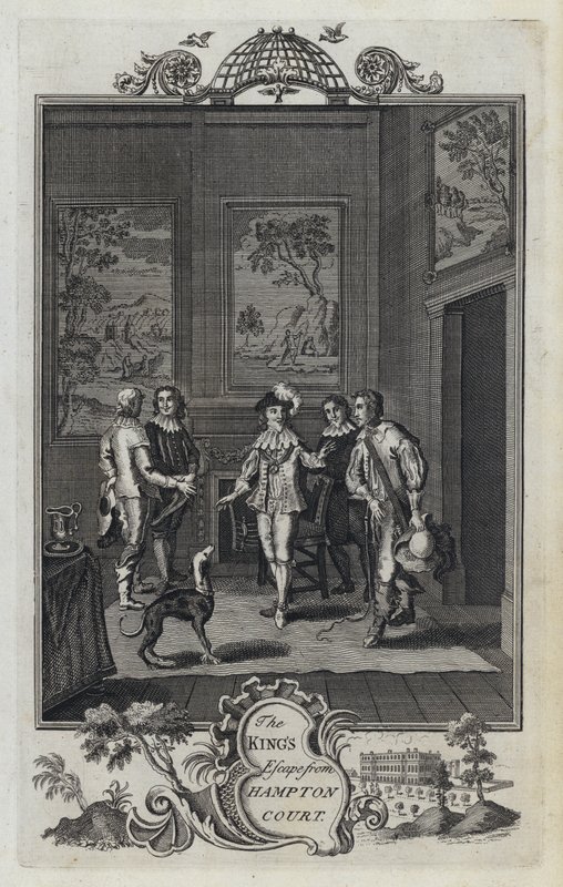 A király menekülése Hampton Courtból (metszet) alkotó: English School