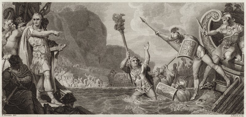 Julius Caesar partraszállása alkotó: English School