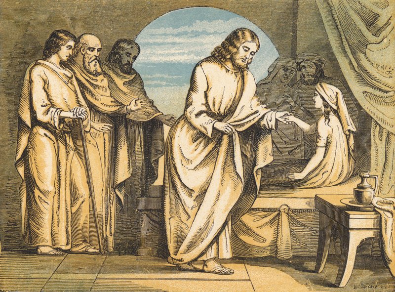 Jairus lányának felnevelése (színes metszet) alkotó: English School
