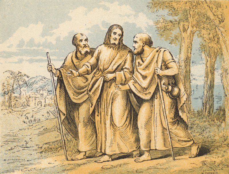 Séta Emmausba (színes metszet) alkotó: English School
