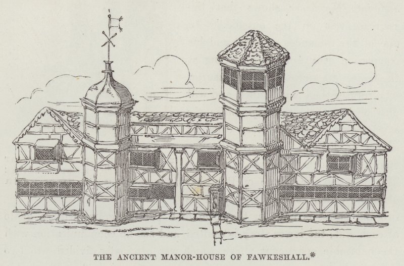 Fawkeshall ősi udvarháza (metszet) alkotó: English School