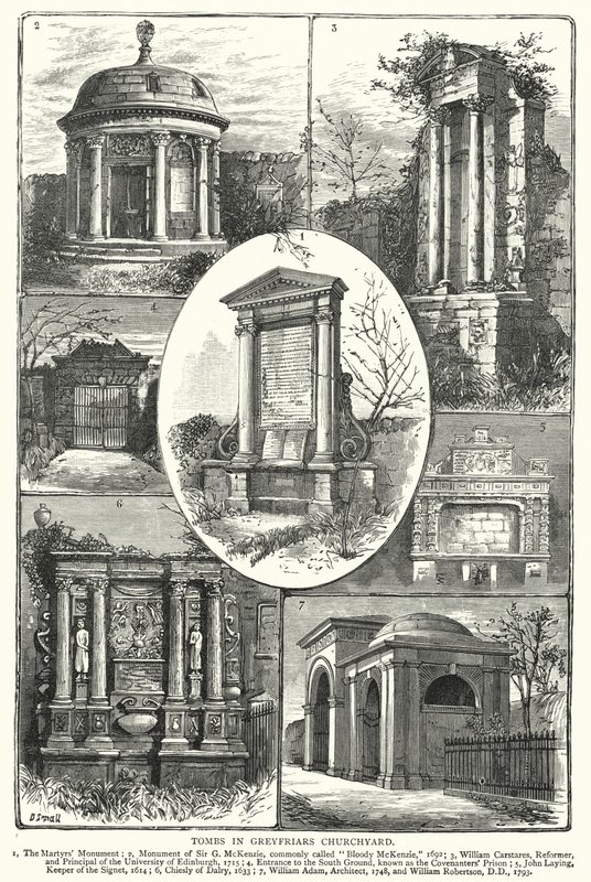 Sírok a Greyfriars temetőben (metszet) alkotó: English School