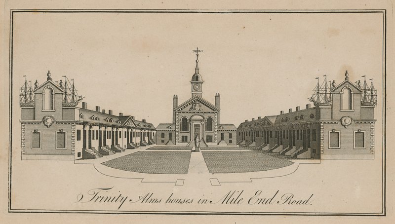 Trinity alamizsnaházak a Mile End Roadon alkotó: English School