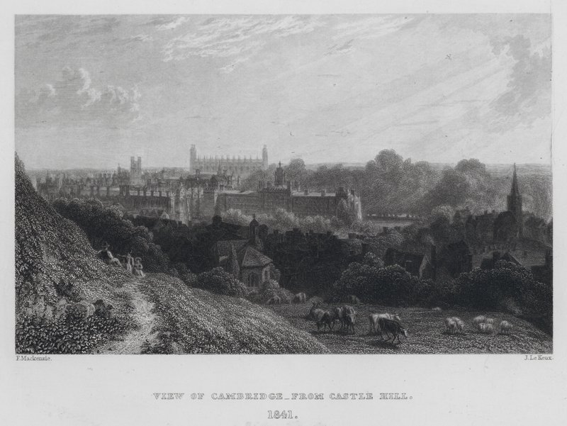 Kilátás Cambridge-re, a Castle Hill felől (metszet) alkotó: English School
