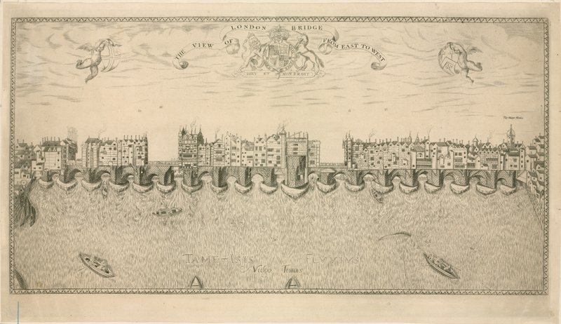 Kilátás az Old London Bridge-re alkotó: English School